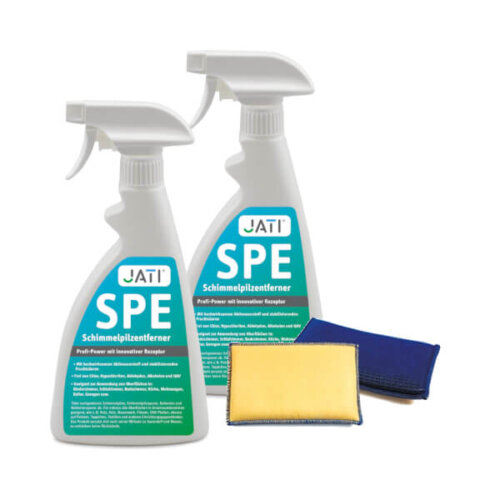 JATI SPE Schimmelpilz­entferner 2 x 0,5 l inkl. Mikroborsten-Schwamm